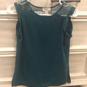 Loft XSP Emerald green  sleveless blouse